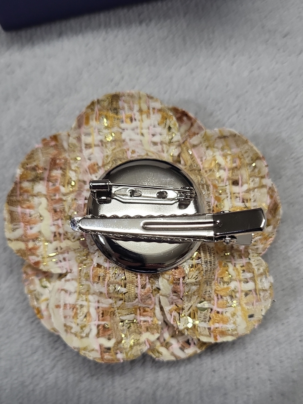 Tweed & Rhinestones Pin Clip from Japan - Picture 5 of 8